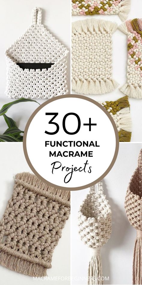 Functional DIY Macrame Projects Macrame Fruit Hammock Diy Free Pattern, Macrame Diy Projects, Macrame Yarn Diy, Diy Macrame Basket Tutorial, Macrame House Decor, Macrame House Decor Ideas, Macrame For Kitchen, Diy Macrame Hanging Basket, Macrame Useful Ideas