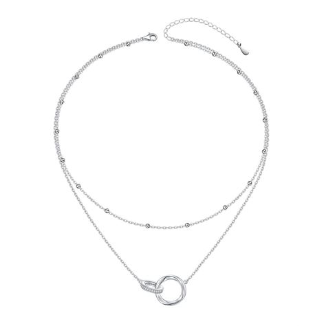 PRICES MAY VARY. ❤ Double Circle Necklace: Simple and stylish style, these different interlocking circles decorated on delicate sterling silver chain for a subtle yet sophisticated look. ❤ Circle Choker Necklace for Women: Cubic zirconia circle and Mobius circle cross each other, silver bead chain inside, perfect for wear on any fashion occasion. ❤ Material and Size: made of 925 sterling silver, No nickel, lead-free, cadmium-free and low-change allergens. Inside chains length 16 inches, circles Layering Necklaces Silver, Handmade Bead Necklace, Sterling Silver Layered Necklace, Teen Girl Jewelry, Women Circle, Double Circle Necklace, Chokers Necklace, Sterling Silver Choker Necklace, Sterling Silver Choker