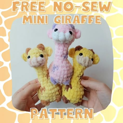 Free no-sew mini giraffe pattern 🦒! - Credit @nooks_hooks - #freecrochetpattern #freeamigurumipattern #amigurumi #valentinescrochet… | Instagram Crochet Unicorn Pattern Free, Boy Crochet Patterns, No Sew Crochet, Crochet Pour Halloween, Crochet Giraffe Pattern, Crochet Unicorn Pattern, Crochet Stuffies, Diy Crochet Toys, Instagram Pattern