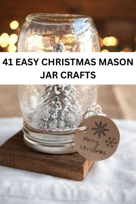 Explore 41 DIY Christmas Mason Jar Crafts, Gifts, and Decor ideas! Discover creative crafts and decorations perfect for festive centerpieces and holiday cheer. Find the best gift ideas and crafts to make this season extra special. Whether you're looking for DIY projects or unique ideas for decorating, these mason jar crafts are sure to inspire your holiday spirit. Get ready to create beautiful decorations and thoughtful gifts with these fun and easy ideas! Mason Jar Lights Christmas, Christmas Glass Jar Ideas, Mason Jar Crafts To Sell, Christmas Crafts With Mason Jars, Mini Mason Jar Crafts, Christmas Jar Decor, Empty Candle Jar Ideas, Christmas Jars Diy, Mason Jar Crafts For Christmas