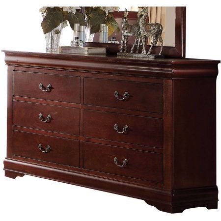 Acme Louis Philippe Dresser, Cherry Mahogany Bedroom, Wood Dressers, Cherry Dresser, Traditional Dressers, Six Drawer Dresser, Wooden Dresser, Bedroom Dresser, Louis Philippe, Chairs Dining