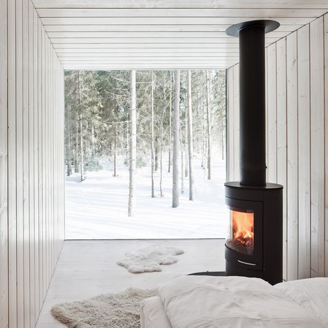 We've rounded up popular homes that use fireplaces to create cosy living spaces – including a Norwegian cabin and a Finnish winter retreat Finnish Cabin, Mini Loft, Interior Design Minimalist, Dark House, Casa Container, Modern Cabin, Shipping Container Homes, Scandinavian Home, Design Living