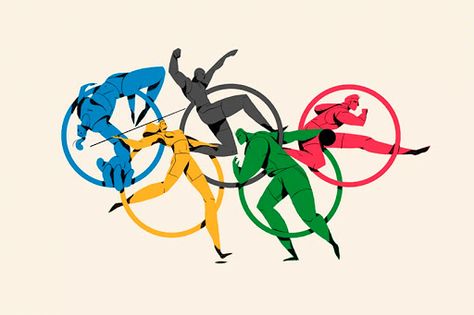 these animated athletes represent the olympic symbol’s five rings Olympics Graphics, Olympic Logo, Sports Illustration, Sport Illustration, Game Illustration, Illustration Animation, Tokyo 2020, Motion Design Animation, Motion Graphic