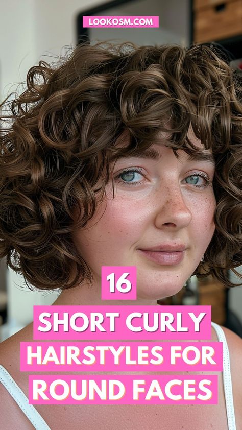 16 Stunning Short Curly Hairstyles for Round Faces to Boost Your Confidence Short Haircut For Wavy Hair Mid Length Round Faces, Haircuts For Curly Hair And Round Face, Bob For Curly Hair Natural Curls, Short Curly Haircut For Round Faces, Short Hair Curly Round Face, Short Curly Haircuts Without Bangs, Short Curly Hair With Round Face, Round Face Short Curly Haircuts, Short Curly Haircut Round Face