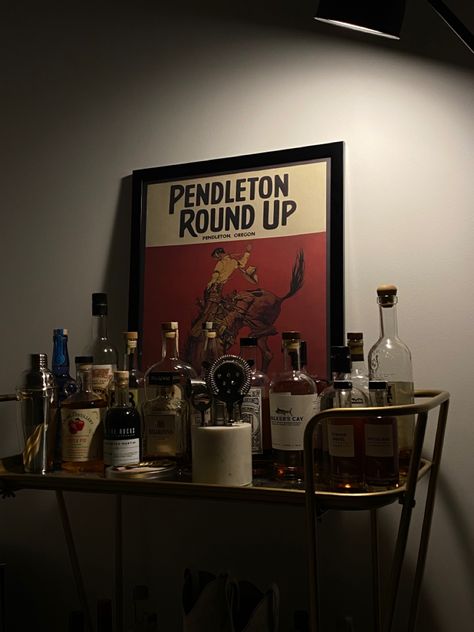 Alcohol Shelf Aesthetic, Mini Bar Aesthetic Dark, Cocktail Bar Ideas Home, Mini Bar At Home Aesthetic, Cocktails At Home Aesthetic, Mini Bar Aesthetic, Alcohol Bar For Home, Garage Work Bench Ideas, Student Apartment Ideas