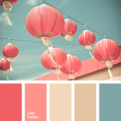 A palette consisting of rather calm tones. Pink and coral match the turquoise splendidly, without creating a significant contrast, while beige and pale bro. Colour Combos, Color Palate, Design Seeds, Color Balance, Color My World, Colour Inspiration, Bathroom Colors, Living Room Bathroom, Annie Sloan