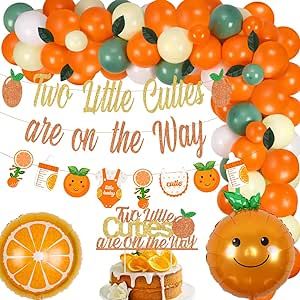 Twin Baby Shower Decorations, Fruit Birthday Party, Fruit Birthday, Glitter Banner, Orange Glitter, Twins Baby Shower, Shower Themes, Twin Babies, Summer Fruit