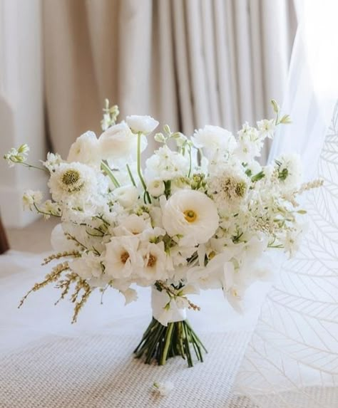 All White Fall Wedding Bouquet, Bride Small Bouquets, White Flower Boquettes, White Champagne Wedding Flowers, White Fall Flowers Wedding, Feb Wedding Flowers, White Natural Wedding Bouquet, White Romantic Bridal Bouquet, Simple Bride Bouquet Summer