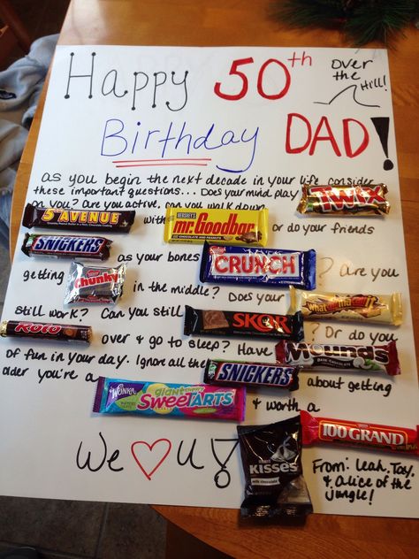 Gift Ideas For Uncle, 60th Birthday Ideas For Dad, 40th Birthday Ideas, 50th Birthday Gift Ideas, 50th Birthday Gag Gifts, Diy Gifts For Dad, Happy 50th, Birthday Gifts For Husband, 60th Birthday Gifts