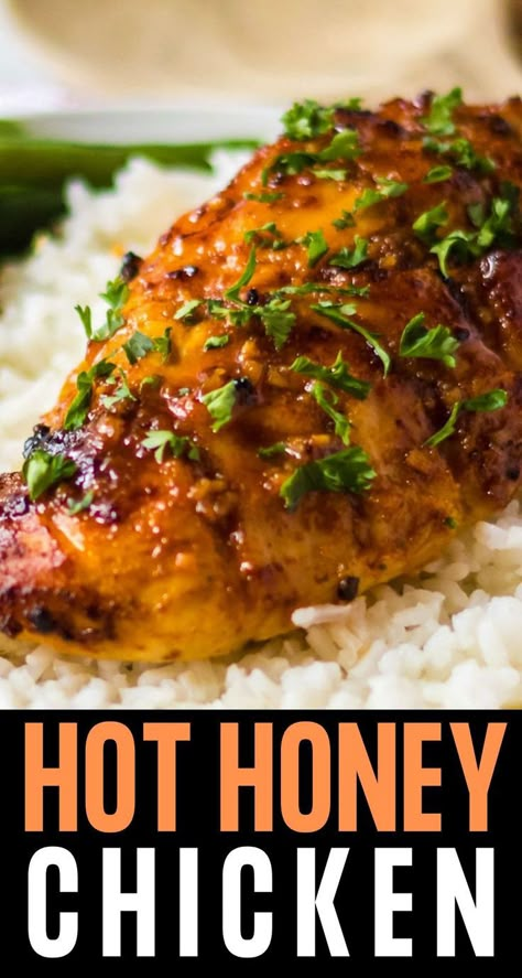 Air Fryer Hot Honey Chicken Recipe Spicy Chicken Meal Prep, Winter Chicken Breast Recipes, Chicken Air Fryer Recipes Boneless, Air Fryer Juicy Chicken, Glazed Chicken Recipes, Airfryer Chicken Breast, Air Fry Chicken Breast, Chicken Breast Air Fryer Recipes, Make Hot Honey