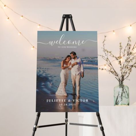 $ 58.75 | Elegant Calligraphy 2 Photo Wedding Welcome #photo, wedding welcome sign, simple, script, whimsical topography, wedding sign, wedding reception sign, 2 photo, elegant Wedding Foam Board, Unique Wedding Ceremony Ideas, Rehearsal Dinner Menu, 50th Anniversary Ideas, Wedding Photo Display, Unique Wedding Ceremony, Welcome Photos, Wedding Welcome Board, Dinner Menu Ideas