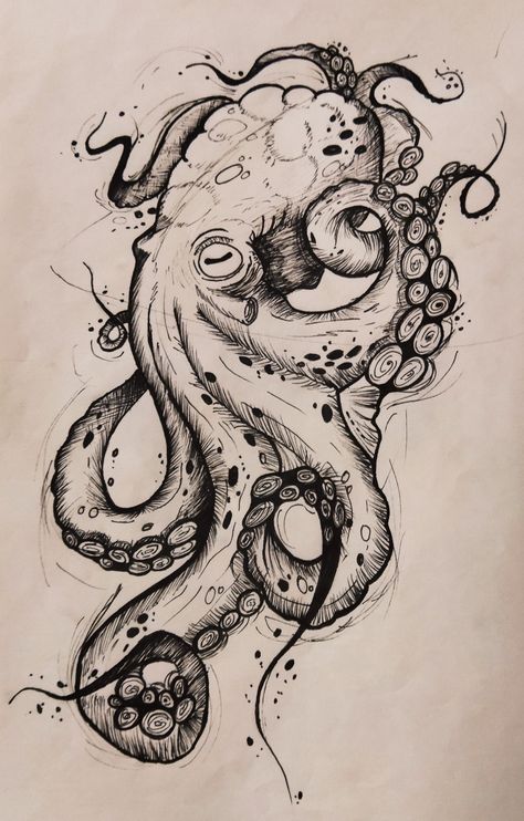 Octopus Tattoo Design, Octopus Tattoos, Octopus Tattoo, Tattoo Design Drawings, Sketchbook Art Inspiration, Cool Art Drawings, Tattoo Sketches, 귀여운 동물, Art Drawings Sketches