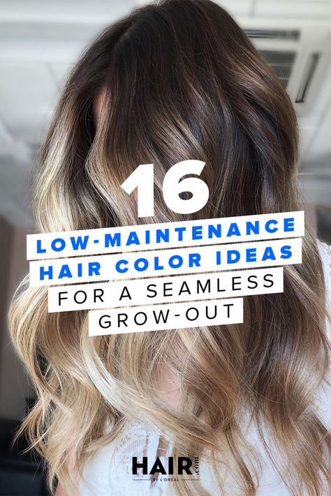 These low-maintenance hair color ideas can help you extend your time between salon appointments and avoid harsh lines of regrowth. Low Maintenance Color Hair, Grow Out Balayage Natural, Hair Color Ideas That Grow Out Well, Hair Color Ideas For Pregnant Women, Low Upkeep Hair Color, How To Fix Grown Out Blonde Hair, Mid Hair Color Ideas, Hair Color Between Blonde And Brown, Trendy Hair 2024 Color