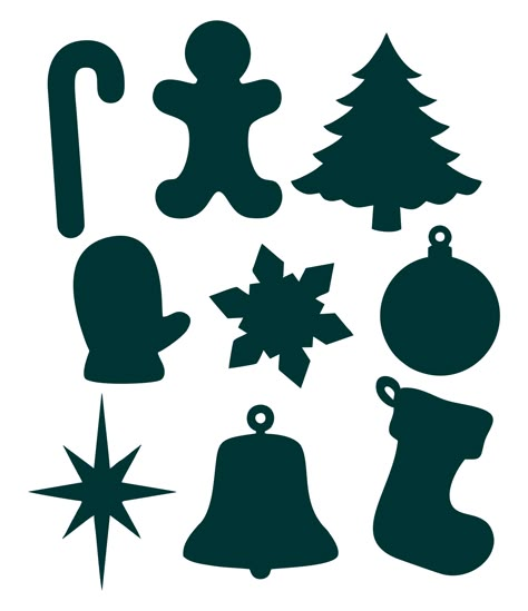 Printable Christmas Ornament Shapes Ornament Stencil Christmas, Christmas Ornaments Cutouts, Cricut Christmas Cutouts, Simple Christmas Shapes, Christmas Shilloute, Christmas Cut Outs Templates, Christmas Ornament Shapes, Christmas Sillhoute, Christmas Cutouts Templates