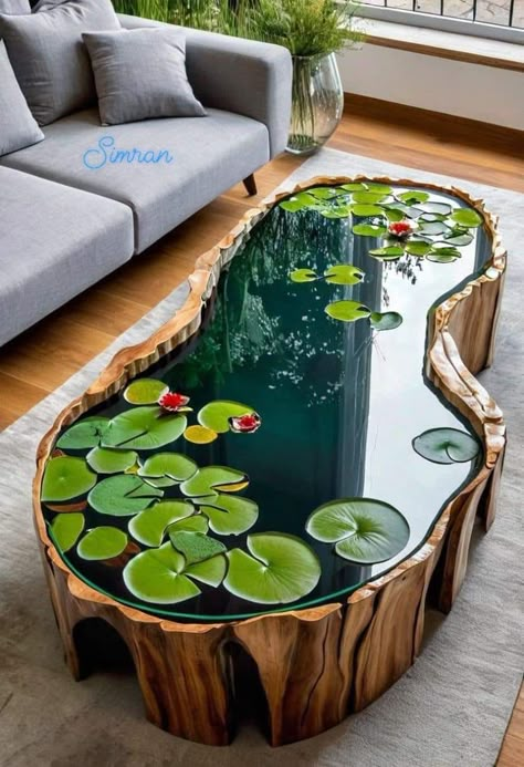 Resin Art Coffee Table, Resin Home Decor Ideas, Resin Coffee Table Diy, Rezin Epoxi Idea, Epoxy Resin Table Diy, Epoxy Table Ideas, Resin Wood Table, Diy Resin Table, Koti Diy