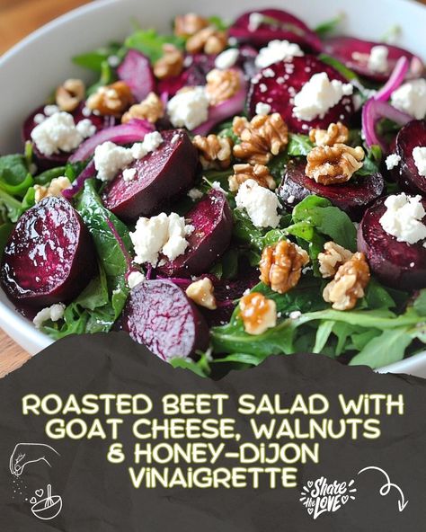 Vibrant Roasted Beet Salad with Creamy Goat Cheese, Crunchy Walnuts, and a Sweet Honey-Dijon Vinaigrette Beet And Arugula Salad Goat Cheese, Homemade Vinaigrette Dressing, Beet Salad With Goat Cheese, Beet Goat Cheese Salad, Asian Chopped Salad, Homemade Vinaigrette, Salad With Goat Cheese, Beet And Goat Cheese, Beet Salad Recipes