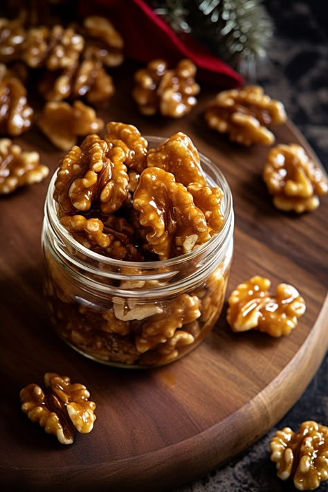 Candied Walnuts Walnut Desserts, Walnut Dessert, Candied Walnut Recipe, Party Dessert Ideas, Crunchy Food, Mouth Chicken, Nut Dessert, Nuts Recipes, Creamed Peas