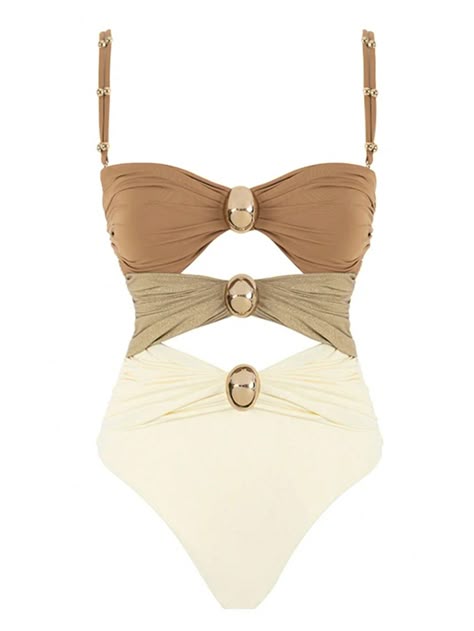 Colorblock Cut-Out Women Sexy Spaghetti Strap One-Piece SwimsuitI discovered amazing products on SHEIN.com, come check them out! Bathing Suit, One Piece Swimsuit, One Piece, White, Color