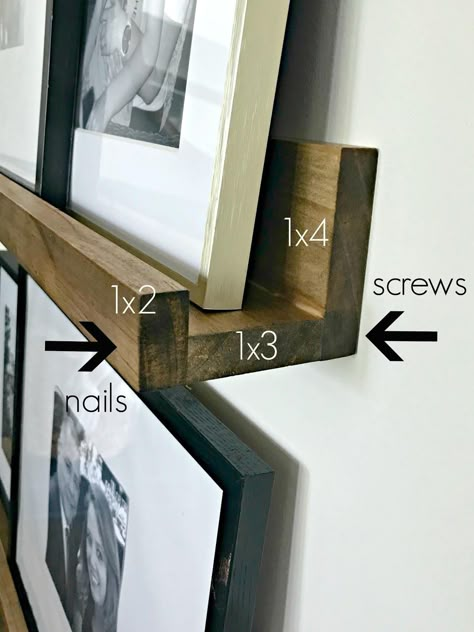 Cadre Photo Diy, Pottery Barn Look, Koti Diy, Picture Ledge, Diy Picture Frames, Estantes Flotantes, Diy Picture, Diy Interior, Easy Home Decor