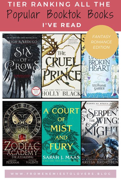 A graph displaying some popular5 booktok books like Six of Crows and A Court of Mist and Fury Popular Fantasy Books, Romantasy Book Recommendations, Book Tok Books, Popular Booktok Books, Tier Ranking, Best Fantasy Books, Romance Booktok, Book Tok, Book Quotes Funny