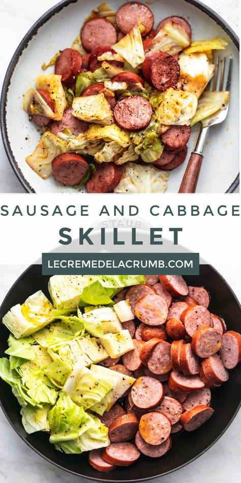 Sausage And Cabbage Skillet, Health Vibes, Sausage Cabbage, Sausage And Cabbage, Cabbage Skillet, Cabbage Dishes, Autumn Foods, Kielbasa And Cabbage, Diner Menu