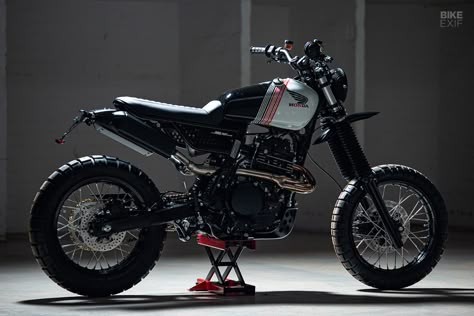 The Sequel: Another Honda Dominator from HB-Custom | Bike EXIF Honda Nx650, Honda Dominator, Honda Scrambler, Tracker Motorcycle, Street Scrambler, Moto Custom, Bmw Boxer, Enduro Motorcycle, Cafe Racing