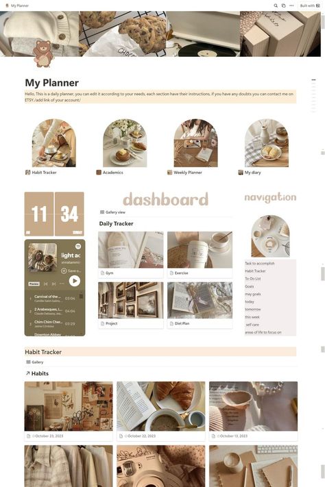 Notion Template Ideas 🐼 #notion, #notion_template_free #notionideas Notion Productivity Template, Notion Bullet Journal, Academia Notion, Notion Template Ideas Aesthetic, Notion Weekly Planner, Student Notion Template, Notion Weekly, Planner Template Aesthetic, Habit Tracker Notion