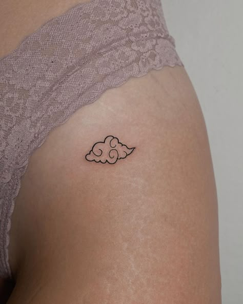 Purple Cloud Tattoo, Cloud With Rainbow Tattoo, Minimal Cloud Tattoo, Cloud Tattoo Behind Ear, Cloud Tattoo Back, Dainty Cloud Tattoo, Cloud Finger Tattoo, Shaded Cloud Tattoo, Anime Cloud Tattoo