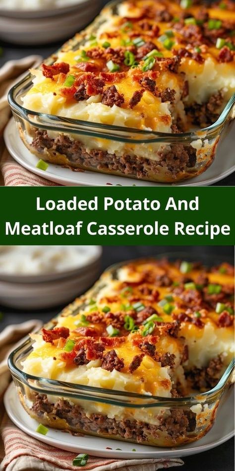 Indulge in a hearty Loaded Potato and Meatloaf Casserole, layered with cheese and packed with flavor. Cheesy Meatloaf Over Mashed Potatoes, Mashed Meatloaf Casserole, Meatloaf Mashed Potato Casserole, Meatloaf Lasagna Recipe, Meatloaf Casserole With Mashed Potatoes, Meatloaf Recipes Easy Quick, Leftover Meatloaf Ideas, Ground Beef And Mashed Potatoes, Meatloaf Lasagna