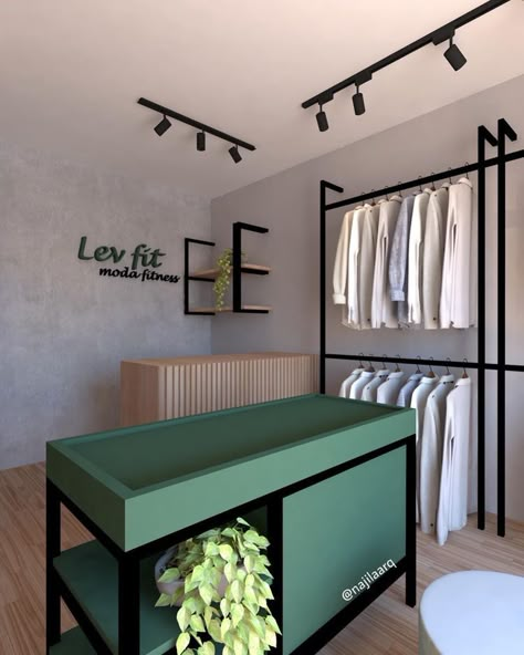 Interior Clothing Store, Small Shop Design Clothes, Small Clothing Shop Ideas, Small Space Boutique Ideas, Boutique Interior Design Modern, Small Clothing Store Interior Shops, Industrial Retail Store Design, Small Clothes Shop Design, Industrial Store Design