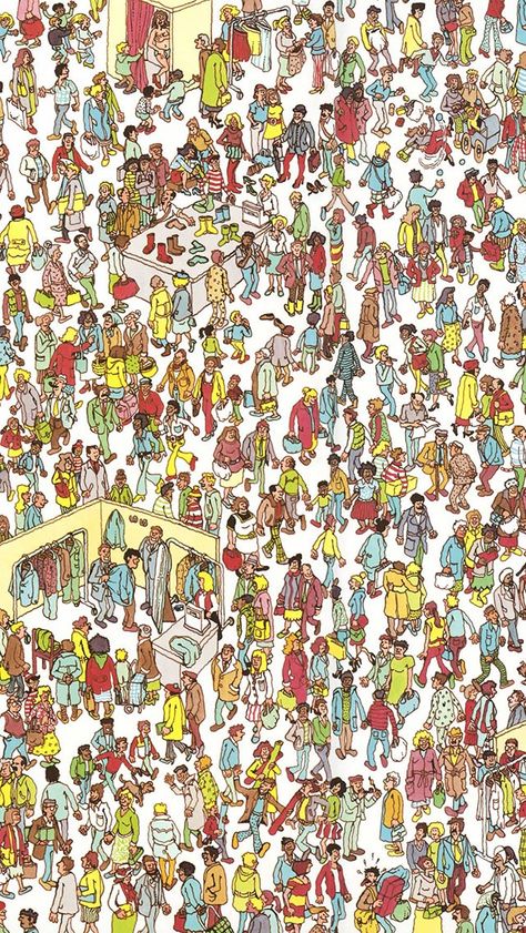 Where's Waldo iPhone 5 Wallpaper Where's Waldo Printable, Where's Waldo Pictures, Find Waldo, Ou Est Charlie, Male Illustration, Funny Optical Illusions, Where's Wally, Illustration Human, Where's Waldo