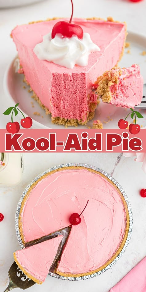 Koolaid Pie Recipe, Kook Aid Pie, Strawberry Koolaid Pie, Koolaid Pie Recipes Condensed Milk, No Bake Kool Aid Pie, Koolaid Pie Recipes, Refrigerator Pies Recipes, Freezer Pies, No Bake Pie Recipes