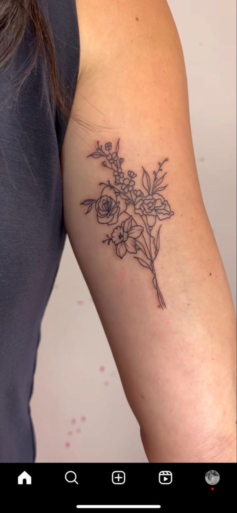 Profile Tattoo, Face Profile, Birth Flower, Birth Flowers, Tatting, Tattoo Ideas, Tattoos, Flowers