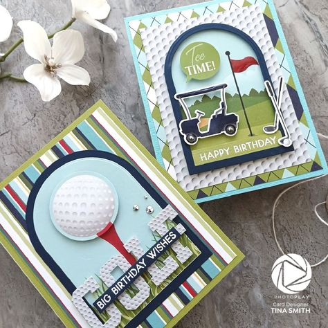 Golf Birthday Cards, Golf Cards, Two Birthday, Happy Birthday Design, Paper Play, Birthday Stamps, Golf Birthday, Masculine Birthday Cards, Birthday Cards For Men