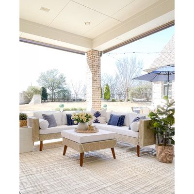 Corner Piece, Rattan Outdoor, Patio Makeover, White Cushions, Patio Sofa, Conversation Set Patio, Outdoor Sectional, Mid Century Style, Cheap Home Decor