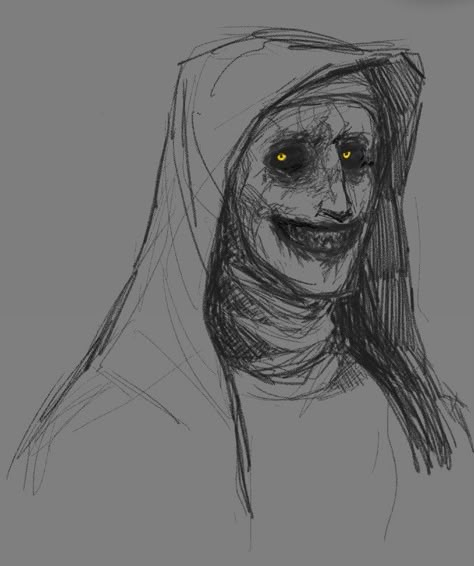 Dark Angel Concept Art, Insidious Demon Drawing, Scary Person Drawing, Valak Drawings, Creepy Nun Drawing, Creepy Pasta Drawings Pencil, Grotesque Monster Art, Horror Drawing Ideas Sketches, Scary Nun Drawing