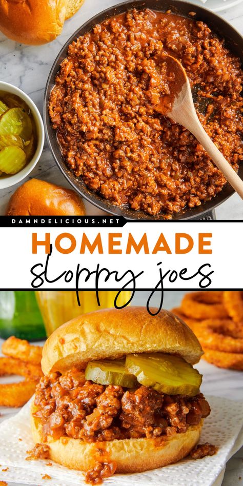 Have a bite of this easy lunch idea! This simple ground beef sandwich is also great as an easy family dinner. With a from-scratch sauce, this is the BEST sloppy joe recipe! Nothing beats homemade! Homemade Sloppy Joes Recipe, Best Sloppy Joes, Homemade Sloppy Joe Recipe, Sloppy Joe Recipe, Homemade Sloppy Joes, Joe Recipe, Sloppy Joes Recipe, Sloppy Joe, Hamburger Buns