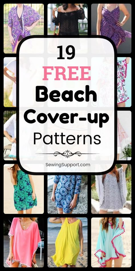 Kimono Beach Cover Up Diy Sewing Patterns, Beach Cover Up Patterns Free Sewing, Beach Cover Up Sewing Pattern, Free Beach Coverup Pattern, Kimono Dress Pattern Free, Beach Kimono Cover Up, Diy Bathing Suit Cover Up, Summer Dress Diy Pattern, Easy Summer Sewing Patterns