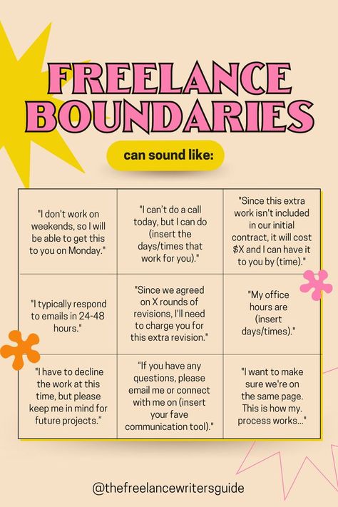 Boundaries At Work Sound Like, Freelance Tips & Advice, What Is Freelancing, Graphic Design Freelance Tips, Boundaries Sound Like, Freelance Quotes, Freelancer Quotes, Graphic Design Freelance, Freelance Consultant