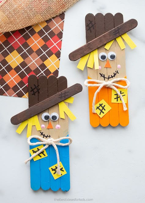 Popsicle Stick Scarecrow Craft for Kids Scarecrow Craft, Pumpkin Turkey, Scarecrow Crafts, Fall Arts And Crafts, Popsicle Crafts, Thanksgiving Crafts For Kids, Crafts For Seniors, Stick Crafts, Popsicle Stick Crafts