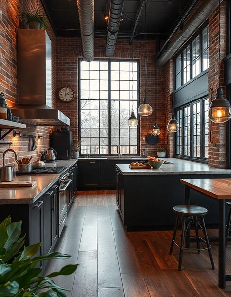 New York Apartment Aesthetic Interior, New York Apartment Kitchen, Kitchen Aesthetic Ideas, Small New York Apartment Aesthetic, Loft Apartment Layout, Loft Kitchen Design, New York Apartment Aesthetic, Loft Apartment Kitchen, Apartment Kitchen Aesthetic