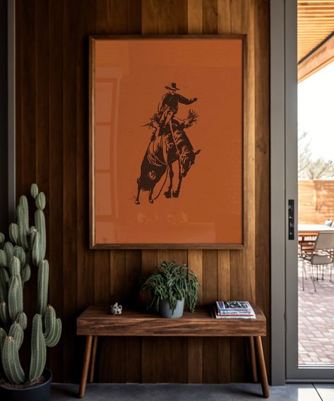 [Sponsored] 21 Essential Western Modern Home Decor Living Room Tricks You'll Want To Use This Autumn #westernmodernhomedecorlivingroom Western Room Decor, Cowboy Portrait, Western Room, Bronc Rider, Cowboy Wall Art, Western Rooms, Boho Gallery Wall, Modern Cowboy, Saint Andrews