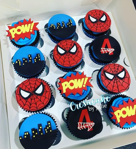 Cre8acake by Julie’s Instagram photo: “Spider-Man Cupcakes #spiderman #cupcakes #cre8acakebyjulie” Spider Man Cupcakes Ideas, Spiderman Cupcakes Ideas, Spider-man Cupcakes, Birthday Cake Spiderman, Pastel Spiderman, Spider Man Cupcakes, Cake Spiderman, Spiderman Birthday Party Decorations, Spiderman Cupcakes