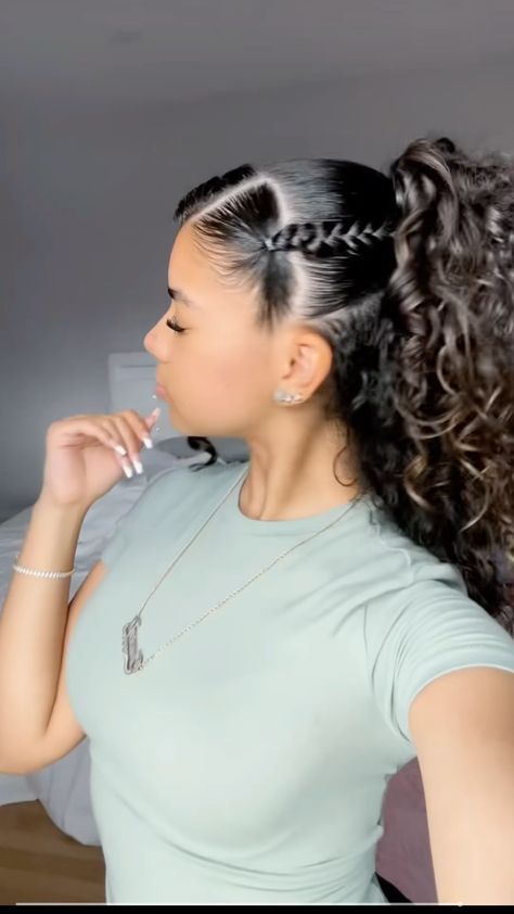 Curly Hairstyles In Ponytail, How To Style 4b Hair, Curly Hairstyles With Ponytails, Curly Hairstyles Slicked Front Pieces, Cute School Hairstyles Curly Hair, Hairstyles For Thick Curly Hair Medium, Cute Curly Hairstyles Down, Updo Curly Hairstyles Natural Curls, Mixed Girl Hairstyles Braids