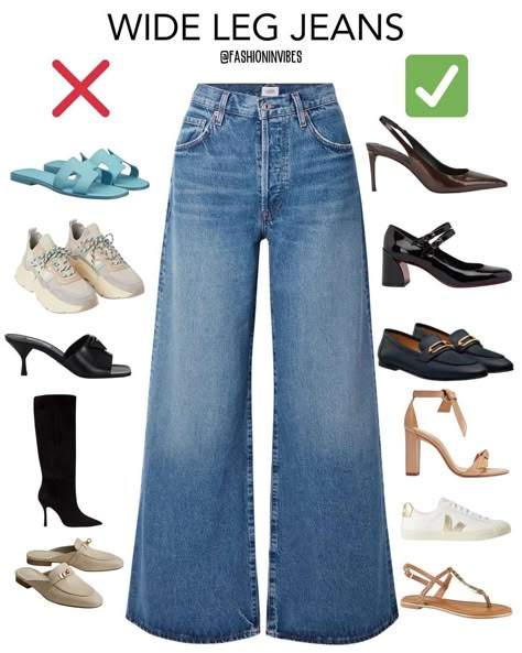 Wide Leg Slacks Outfit Casual, How To Style Wide Legged Jeans, Styling Wide Leg Jeans Casual, Formal Wide Leg Pants Outfit, Jeans Wide Leg Outfit, Pantalon Wide Leg Outfit, How To Style Wide Leg Jeans Casual, Shoes For Wide Leg Jeans, Jeans And Kurti