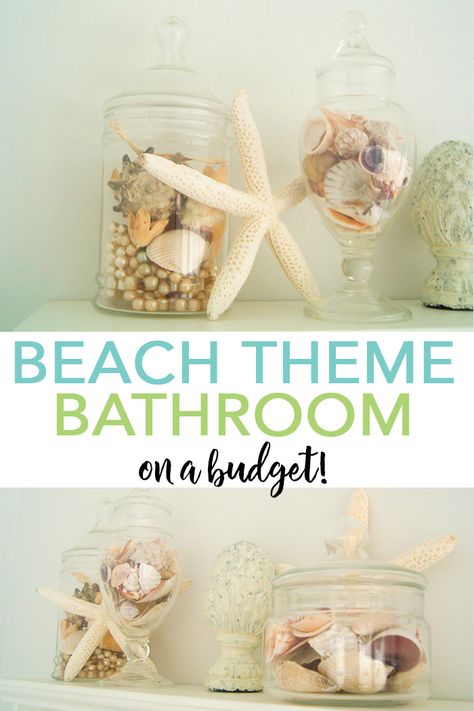 Bathroom Decor Sea Beach Themes, Seaside Themed Bathroom, Beachy Bathrooms Ideas, Seaside Theme Bathroom, Beach Theme Bathroom Sculptures & Statues, Coastal Bathroom Decorating Ideas, Small Bathroom Beach Theme, Bathroom Decor Ocean Theme, Beach Themed Shower Ideas