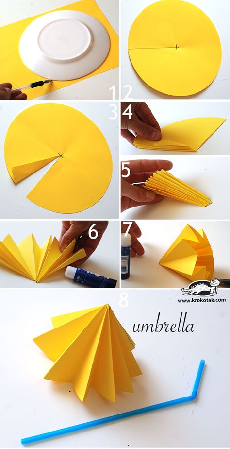 5 Origami Umbrella, Umbrella Craft, Fiesta Tropical, Pinterest Crafts, Paper Umbrellas, Easy Arts And Crafts, Table Chairs, Paper Crafts Origami, Origami Easy