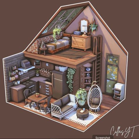 Sims4 Tiny House Floor Plan, Sims 4 Upstairs Layout, Sims 4 Chicken Coop Ideas, Sims Cottage Layout, Sims 4 Houses Blueprints, Sims4 Loft House, Sims House Aesthetic, Sims 4 Houses Cottages Floor Plans, Aesthetic House Sims 4