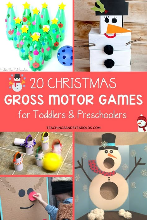 Christmas gross motor games are perfect for the holidays when your kids have lots of energy to burn. Would be fun for a party, too! #Christmas #holidays #largemotor #grossmotor #games #action #fun #kids #preschool #age3 #age4 #teaching2and3yearolds Large Group Sensory Activities, Christmas Gross Motor Activities, Christmas Gross Motor, Steam Crafts, Christmas Curriculum, Preschool Christmas Games, Gross Motor Games, Preschool Christmas Party, Simple Art Activity