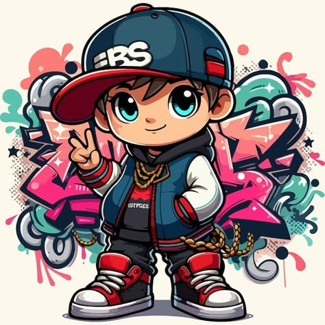 Hip hop boy | Premium Vector #Freepik #vector #boy-illustration #boy-character #kid-illustration #cartoon-cute Cute Boy Cartoon, Hip Hop Images, Kid Illustration, Boy Stickers, Kids Cartoons, Motorcycle Artwork, Boys Logo, Boys Cartoon